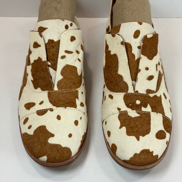 Kork-Ease Nottingham Slip On Brown Cow Print Oxford Leather Shoes Women 8.5 - Picture 3 of 6